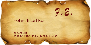 Fohn Etelka névjegykártya